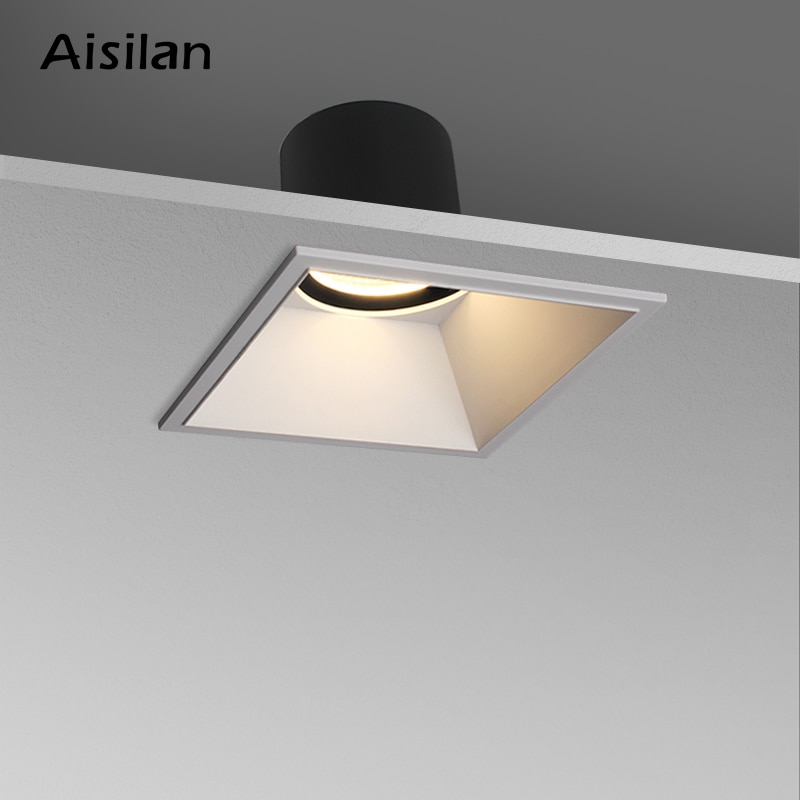 Aisilan ledede firkantede indlejrede projektører hjem villaer smalle kantlampe downlights loftåbninger loftlys cri 93