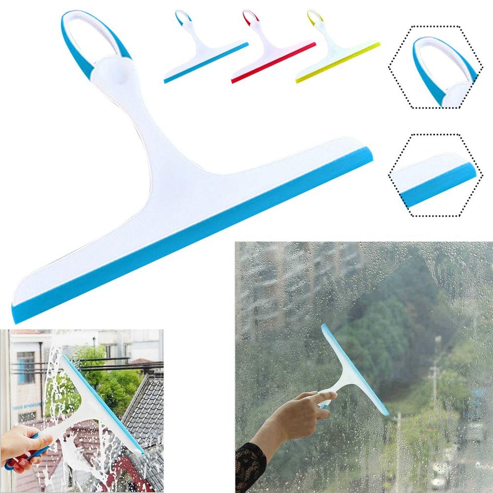 Glass Window Wiper Soap Cleaner Soft Silicone Blade Home Shower Bathroom Mirror Scraper Car Windshield Wiper blue