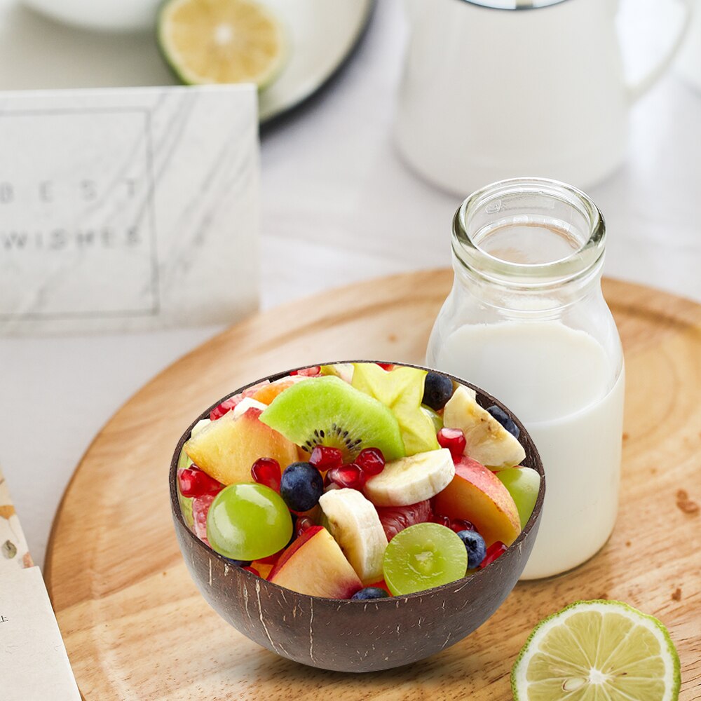 Cuenco de Coco, cuencos de madera, arroz, fideos, sopa, fruta, ensaladera, suministros de cocina, adornos para manualidades, Bol de Coco, cuenco de madera