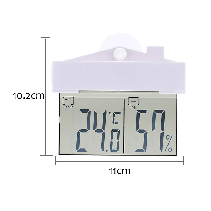 Digital Transparent window Display Thermometer Hydrometer Indoor/Outdoor Temperature Humidity meter Station with Suction Cup