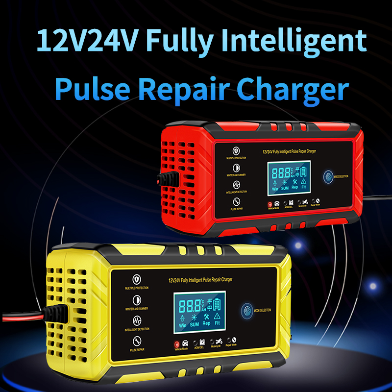 Spain In Stock Auto Fast Charging Tool Kit AC 110V-240V AGM GEL WET Lead Acid Repair Intelligent Car Battery Charger 12V 24V