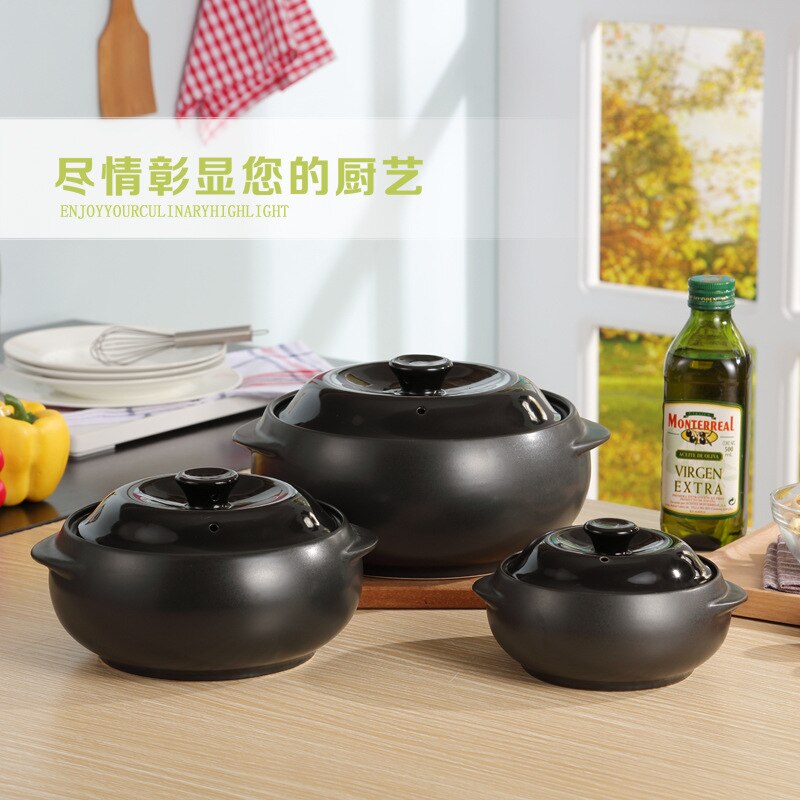 Mini Casserole pour bébé, résistant à la chaleur, brûlure à sec, complémentaire, style coréen, santé, ustensiles de cuisine, marmite à ragoût: black