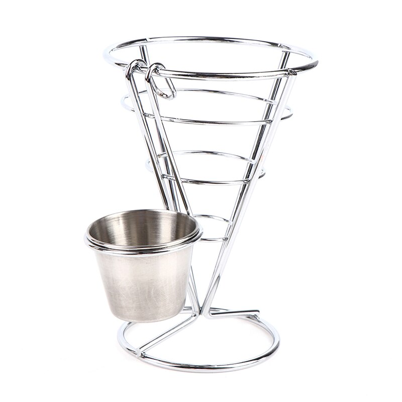 1 Set Stainless Steel French Fry Stand Cone Basket Holder for Fries Fish and Chips and Appetizers Kitchen Accessories Organizer
