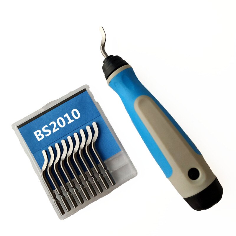 NG1000 BS1010 Trimming Burr Handle DIY Scraper Edge Cutter Remover Hand 10pcs Blades Deburring Tool Set Portable: Blue