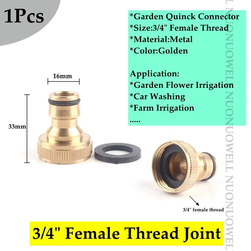1pcs Copper Male And Female Thread Garden Quick Connector Garden Quick Tap Water Tap Adapter Connector Hose End Connector: 3l4in female joint