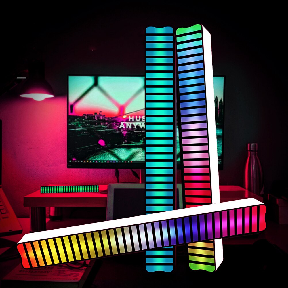 RGB Sound Control LED Strip Light Voice-Activated Pickup Rhythm Music Atmosphere Lamp App Control 32 LED Colorful Ambient Light