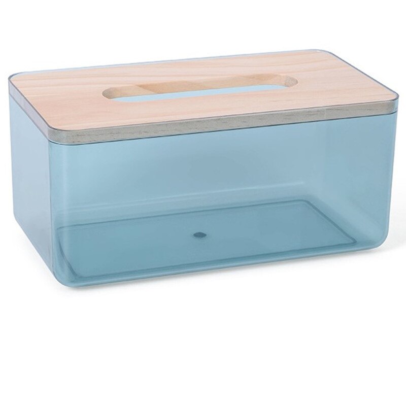Home Desktop Tissue Storage Box Transparent Dustproof Wet Wipes Dispenser Napkin Holder Storage Case For Home Office Car: L blue