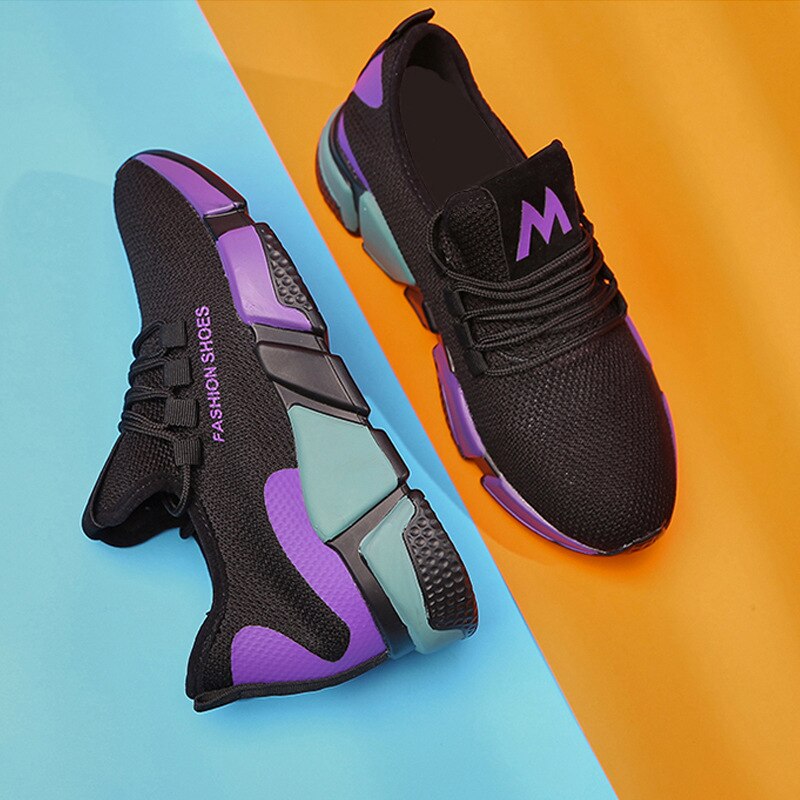 printemps nouvelles femmes chaussures décontractées respirant léger marche maille à lacets chaussures plates baskets femmes