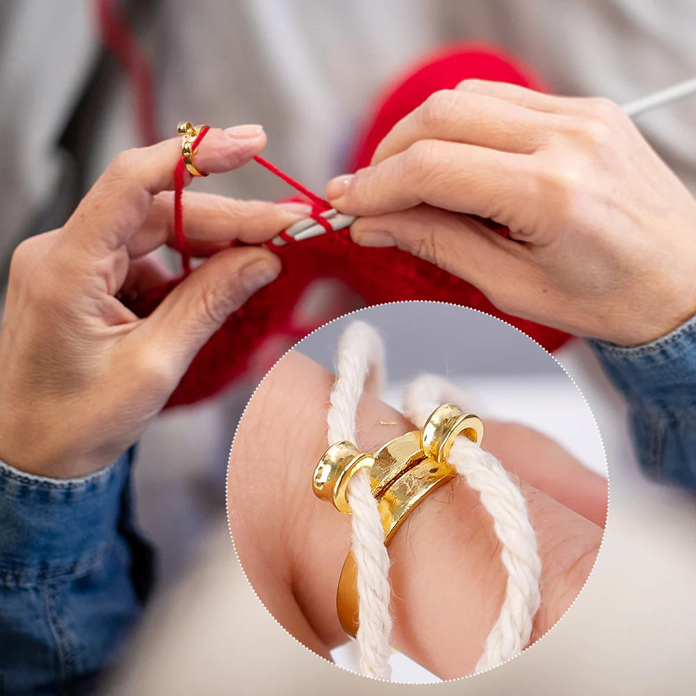 Anelli ad anello per uncinetto per maglieria Guida per filati fai-da-te Dito Supporto più veloce Anello Ditale Crocheter regolabile Strumenti per cucire Forniture