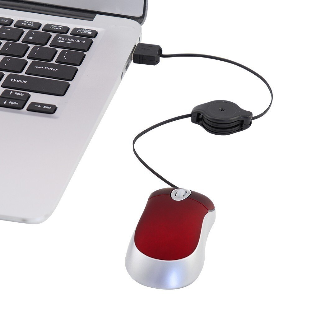 Mini Computer Mouse Retractable UB Cable Optical Ergonomic Small Wired Mause Portable 3D Office Mice For Kid Small Hand PC Mac