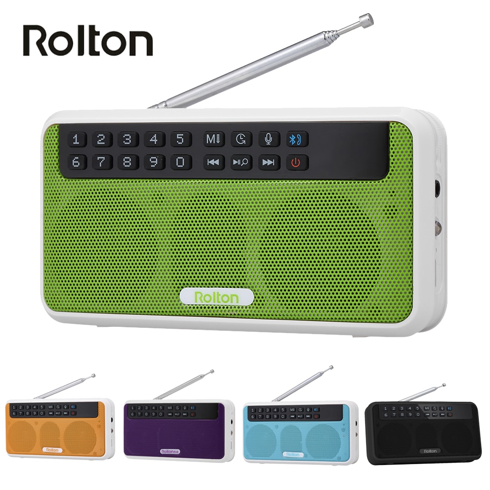 Rolton E500 Wireless Bluetooth Speaker HiFi Stereo Music Player Portable Digital FM Radio w/ Flashlight LED Display Mic TF Slot