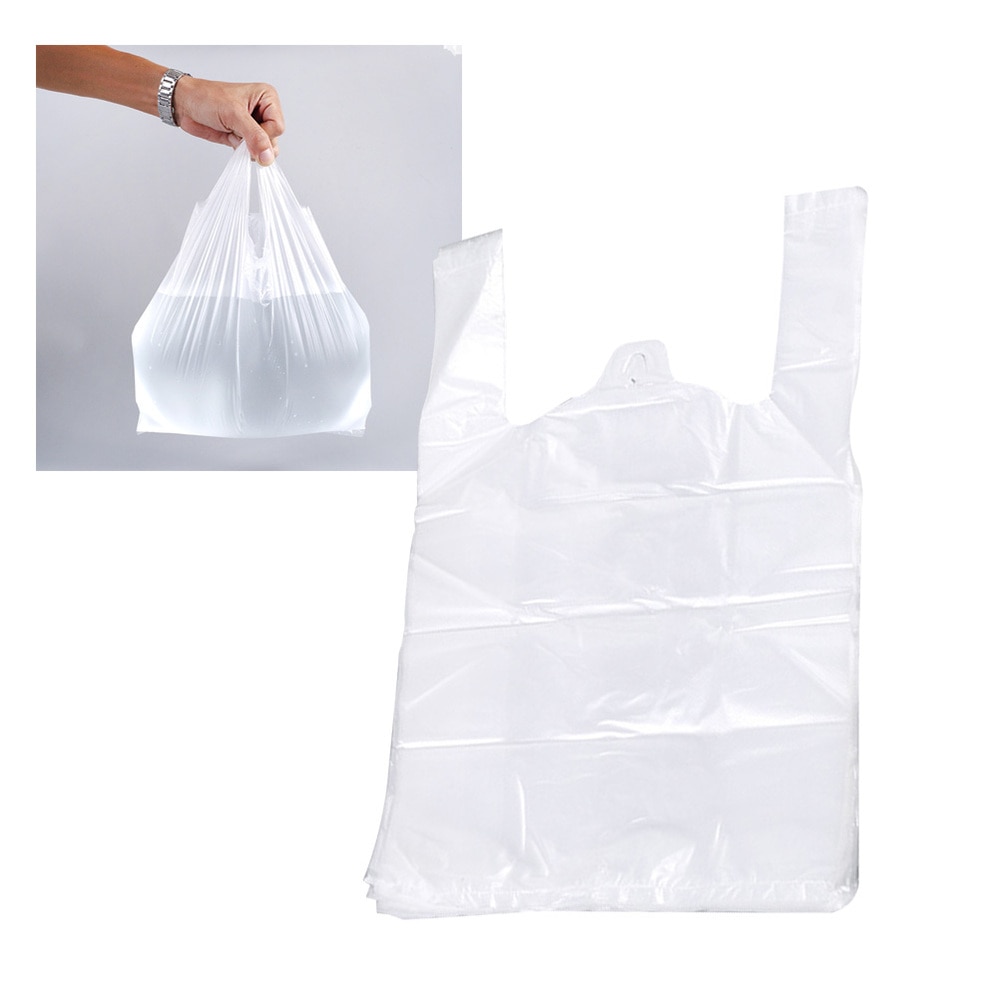 50 Stuks Dikker Transparant Voedsel Zakken Milieuvriendelijke Plastic Zakken Carry-Out T-shirt Boodschappentassen Steel Tassen