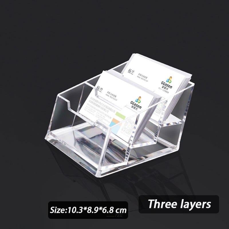 Business Card Holder Single Layer Double Layer Three Layers holdercard Holder Desktop Storage Transparent Simple: Three Layers