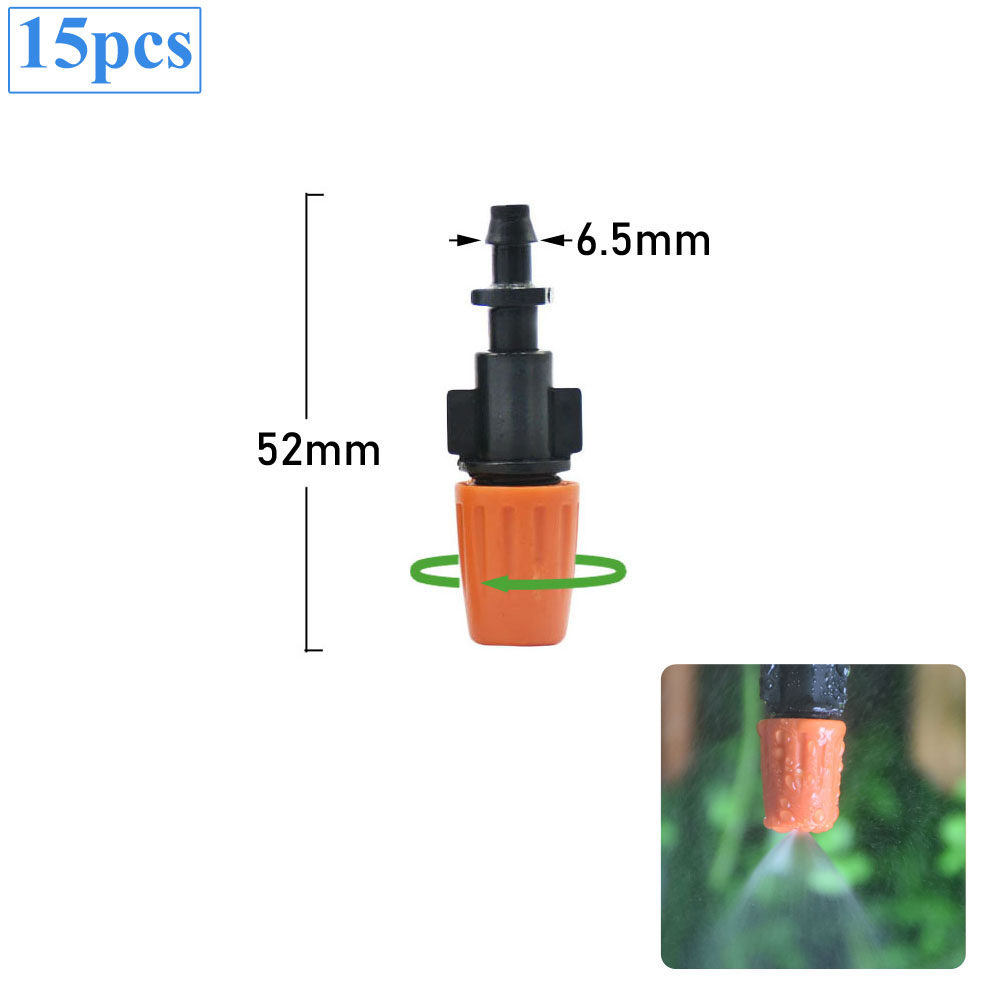 Micro Drip Irrigation Misting Nozzle Adjustable Spray Cooling Sprinkler 1/4 Tee Barb Connector For Garden Greenhouse: Blue