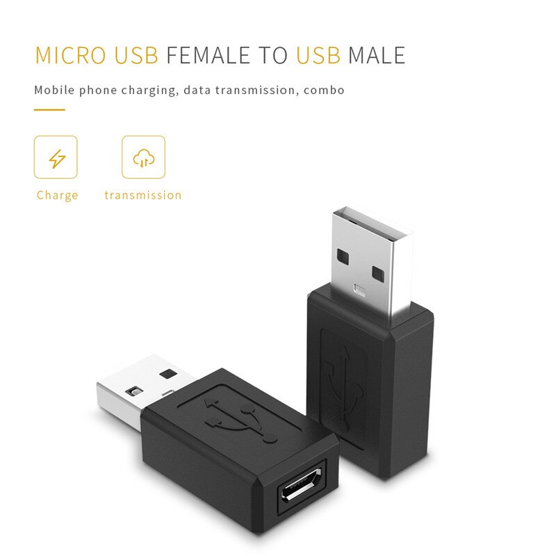 Robotsky 2Pcs USB Male to Micro USB Female Converter Phone Charge Data Transfer Adapter Connector for Samsung Huawei Xiaomi
