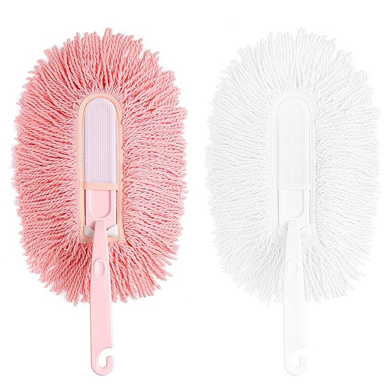 Plumeau à plumes rose et blanc réutilisable, pour le nettoyage des crevasses et des meubles, dépoussiérage électrostatique, 2 pièces: Default Title