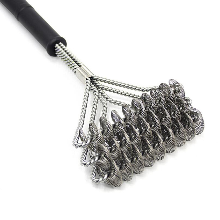 Parrilla cepillo de cerdas 18 "seguro de acero inoxidable cepillo de barbacoa Grill & limpiador-Práctico barbacoa cepillo para la limpieza de grill rejilla