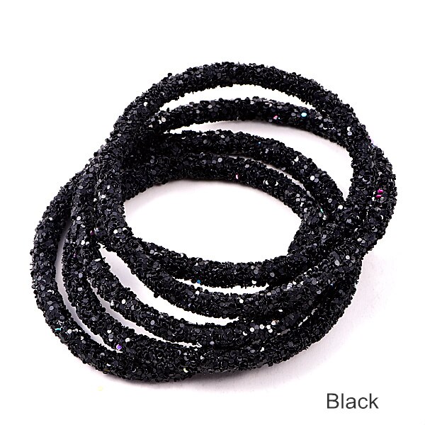 1 Iarda 6 millimetri di trasporto Della Resina di Scintillio di Strass Corda Mulit Colori Del Cavo Del Tubo Corda Strass Guarnizioni per Le Decorazioni di Nozze F0144: nero