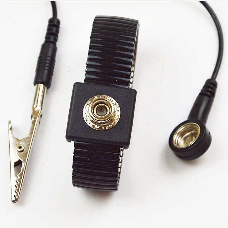 PU Anti static Wrist band Esd Wrist strap Black Metal Discharge Cord wire Clip for Electrician IC PLCC worke