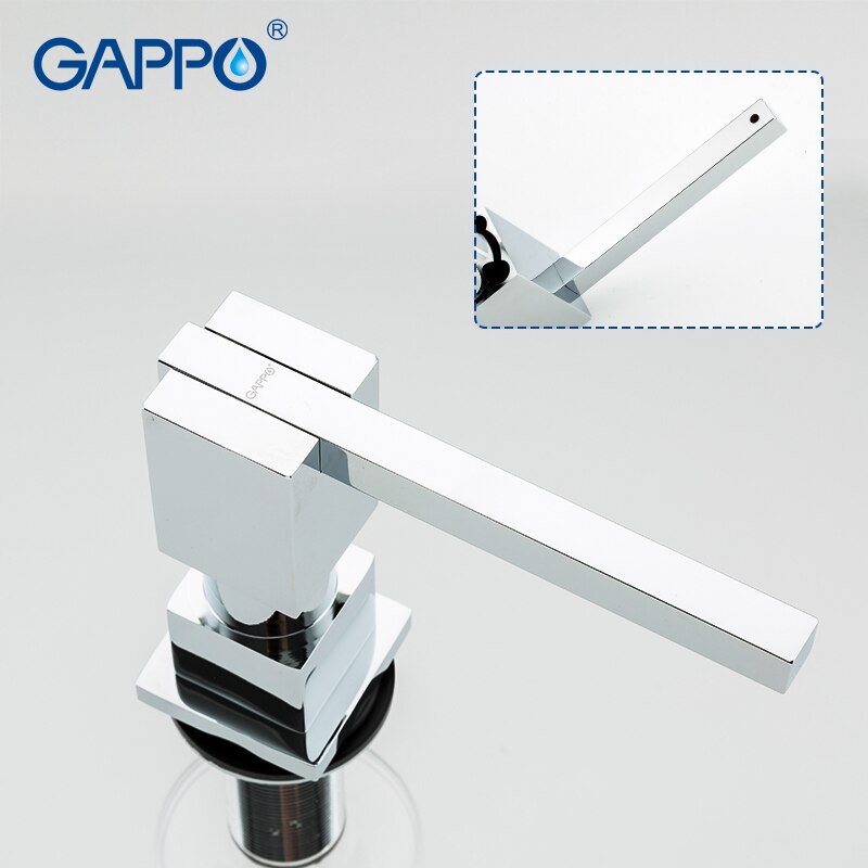 GAPPO Liquid Soap Dispenser Brass Deck Mounted Kitchen Soap Dispensers Square Counter top Dispenser