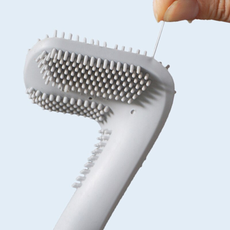 WOVHSTEAR Long Handle Toilet Cleaning Brush Silicone Toilet Brushes Bendable Silicone Brush Head Bathroom Toilet Cleaning Brush