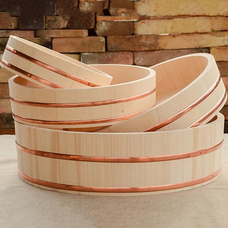 Cubo de madera para Sushi, cuenco de madera para cocina japonesa, estilo coreano Bibimbap