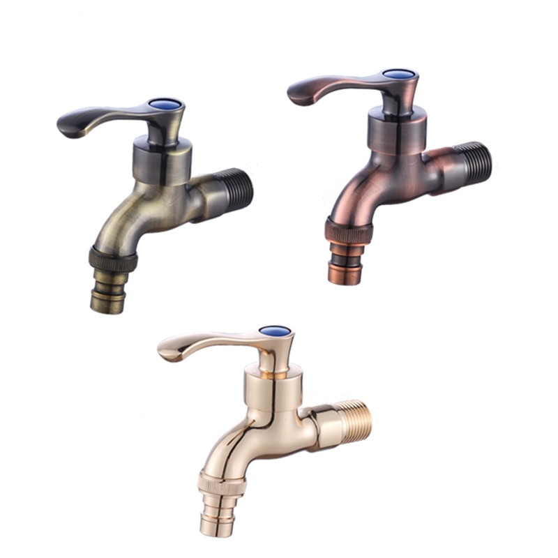 Antieke Gesneden Muur Mount Zinklegering Antiek Brons Bibcock Waterbesparende Decoratieve Outdoor Tuin Mop Kranen Torneira Parede