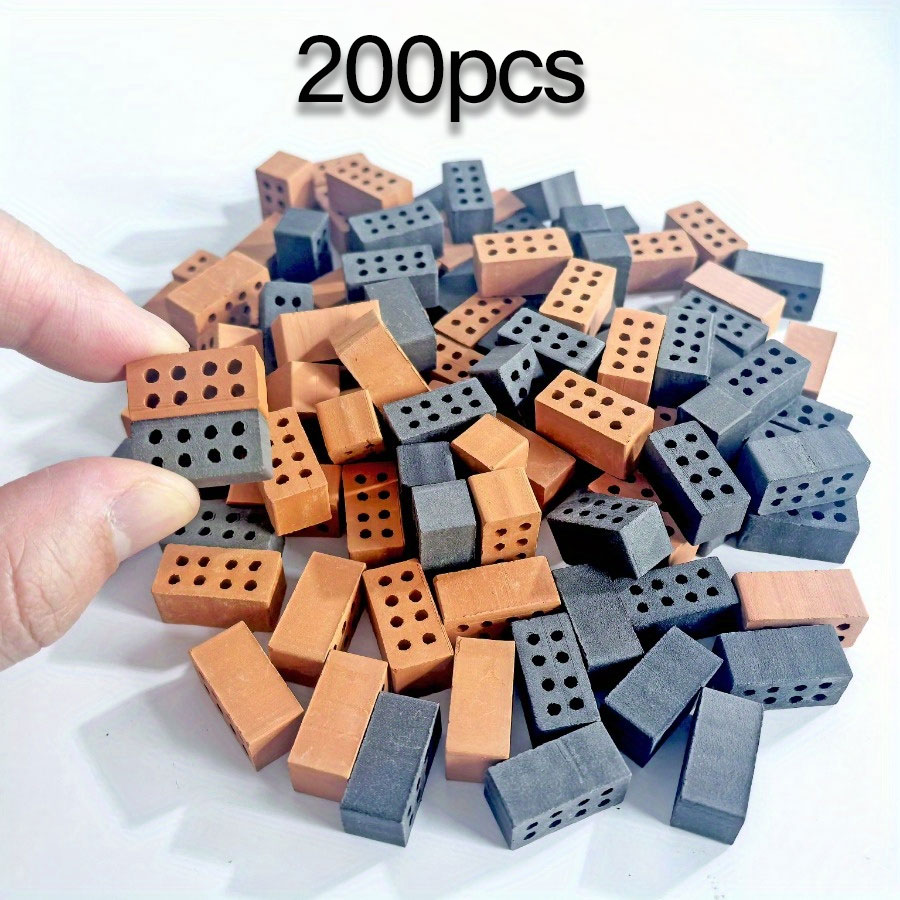 50\100 stuks Mini Bakstenen Miniatuur Ambachten Kunstmatige Handgemaakte Layout Decoratie Klei Zandbak Muur - Handgemaakte Mason DIY Huisgebouwd: zwart
