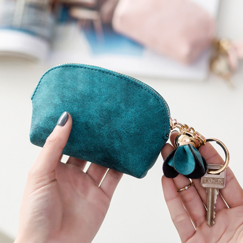 Nøkkelorganisator lommebok dame pu skinn mini lommebok zip mynt veske kort nøkkelholder etui veske carteira feminina
