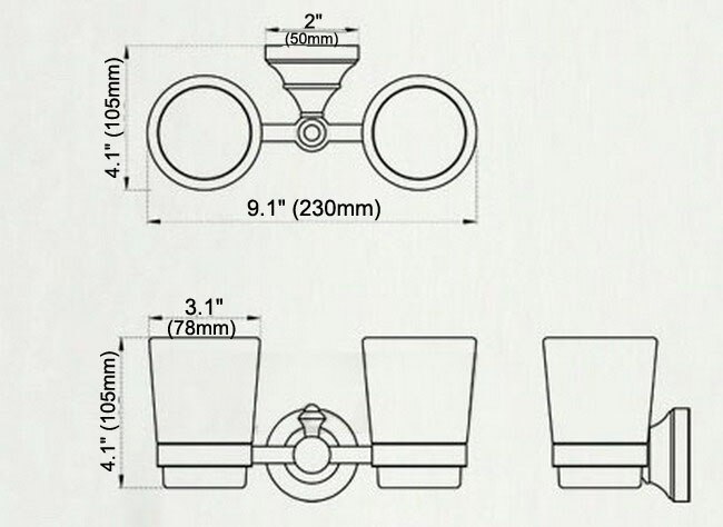 Polished Chrome Brass Wall Mounted Double Tumbler Holder White Ceramics Toothbrush Cup Bathroom Accessory aba908