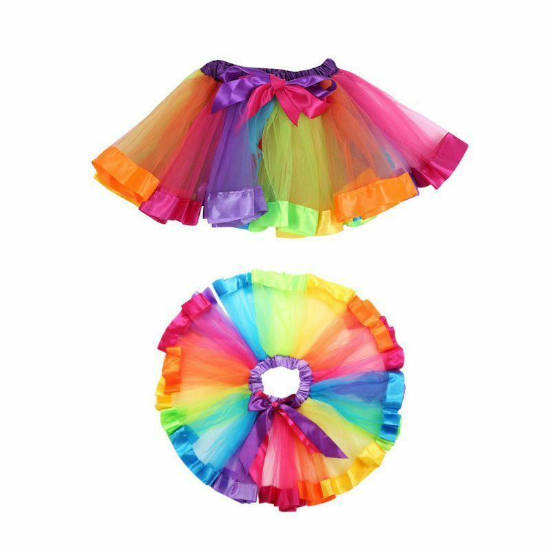 Bambini dei Capretti Delle Ragazze Arcobaleno Principessa di colore Pannello Esterno di Tulle del tutù Del Partito Del mini Vestito