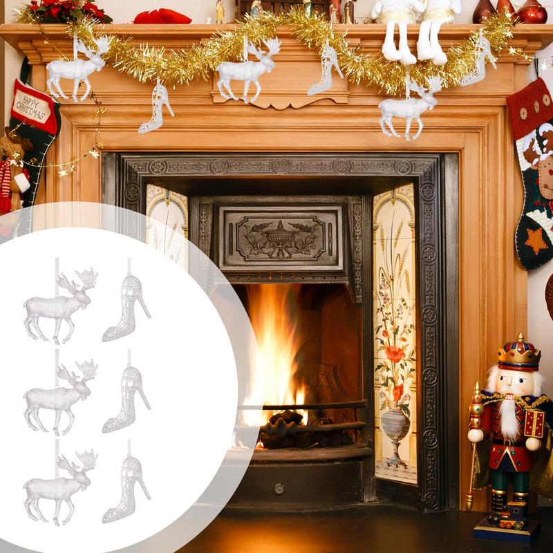 Kerst Acryl Ornamenten Hangbare Kerst Ornament Kerstversiering Decoraties Set Van 6 Hanteerbare Rendieren Hoge Hakken