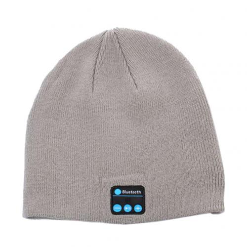 Gorro de lana con auriculares de música recargables por USB, gorro de invierno con Bluetooth: Light Grey