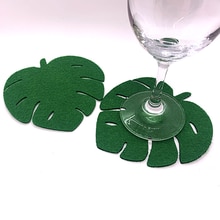 Posavasos de fieltro de hojas para decoración de fiestas, alfombrillas de tela con dibujos animados, suministros de flamenco para el hogar y la habitación de los niños, 8 Uds.