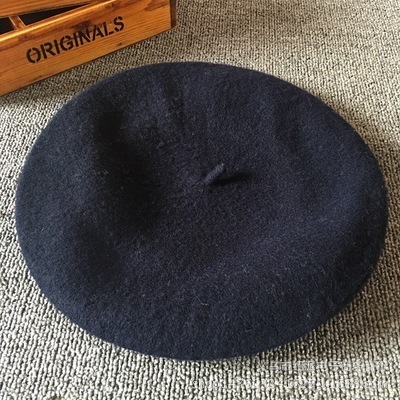 Vinter dam hatt vintage basker ull 32 färger keps pillbox hatt gorras planas hombre hattar basker boinas mujer ull mössa hatt: Marin