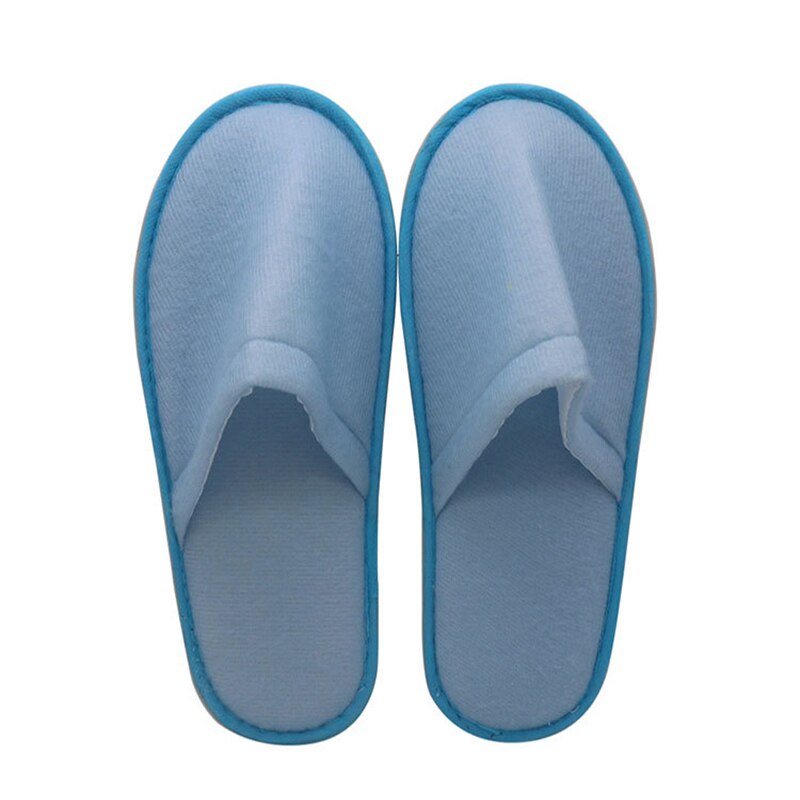 Zapatillas de viaje desechables para hombre y mujer, pantuflas coloridas de un solo uso, para Hotel, invitados, hogar, gruesas, antideslizantes: Azul cielo
