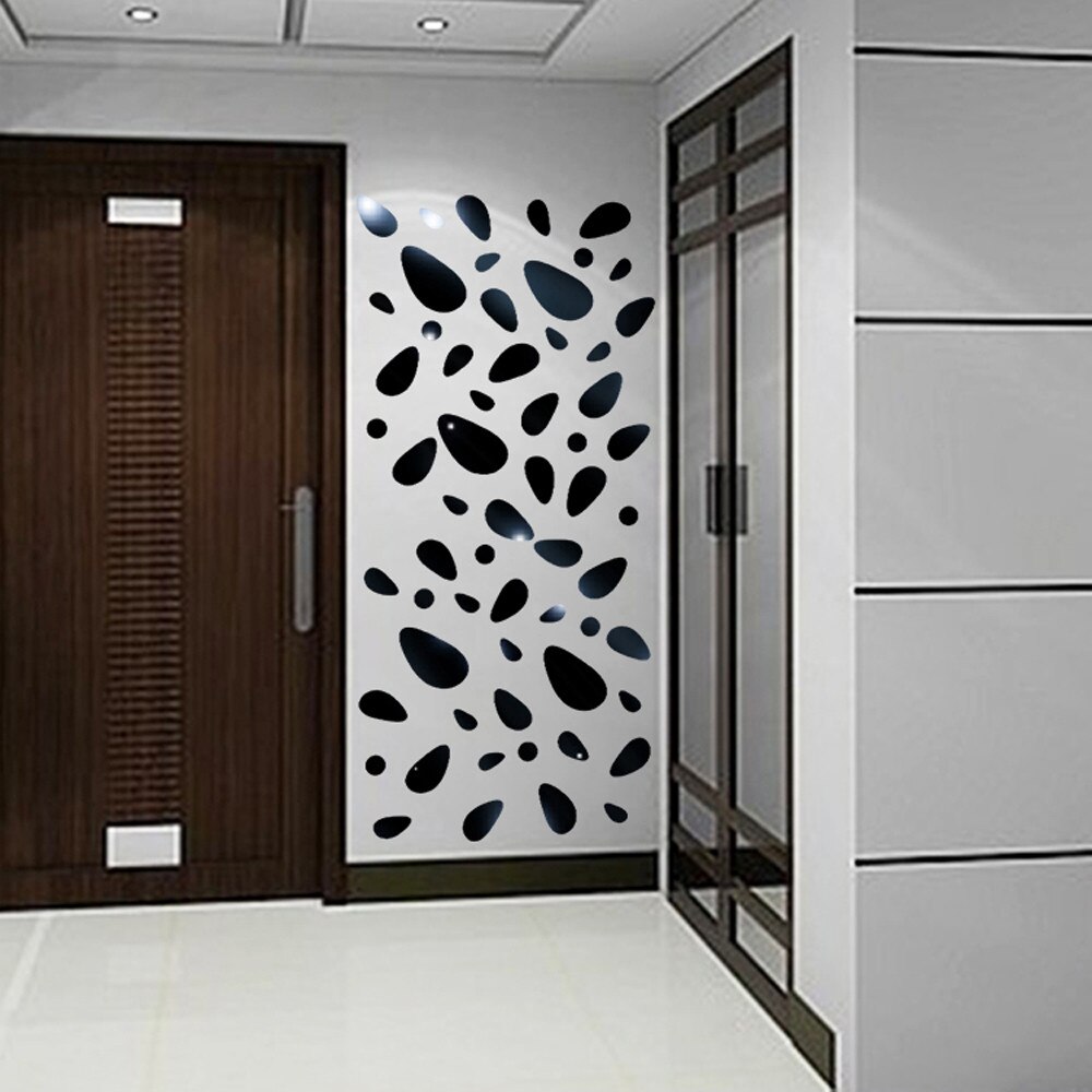 12Pcs 3D Spiegel Vinyl Verwijderbare Muursticker Sticker Home Decor Art Diy Acryl Muursticker: Black