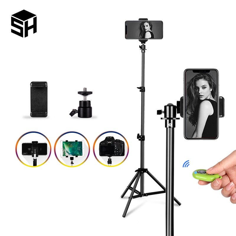 Treppiede SH Selfie 1/4 treppiede in alluminio con testa a vite per supporto per telefono fotocamera digitale con telecomando compatibile con Bluetooth