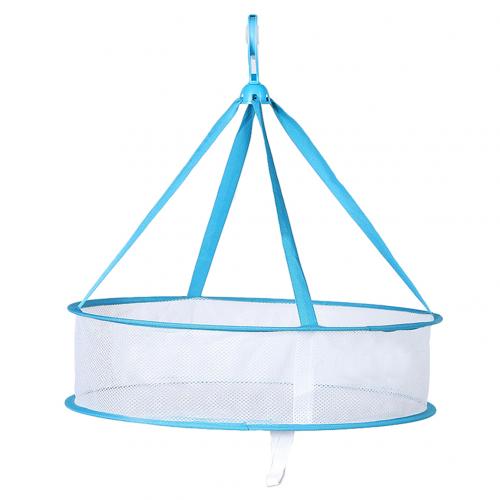 Single/Double Layer Drying Clothes Basket Socks Folding Hanging Mesh Rack Hanger: Dual Layer / Blue