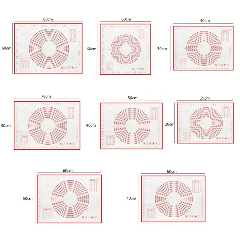 Silicone Baking Mat With Scale Rolling Dough Pad Kneading Dough Mat Non Stick Pastry Sheet Oven Food Grade Liner Baking Tool