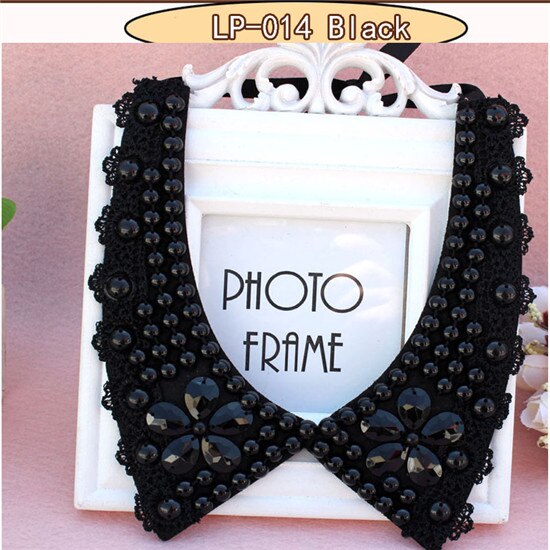 Bavoir col ras du cou collier bijoux pour femmes pour mariage déclaration détachable col femmes noir faux: LP014black