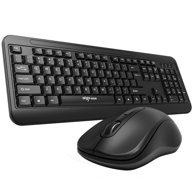 Aigo 2.4g trådløst lydløst tastatur og mus 104 taster gaming pc gamer tastatur mus combo sæt til notebook bærbar stationær pc: Default Title