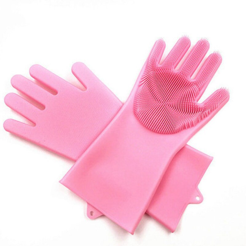Guantes de goma para limpieza de lavavajillas, manoplas mágicas de silicona para lavar platos, estropajo para el hogar, cocina, herramienta de limpieza, 1 par