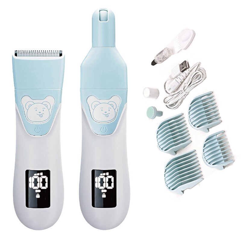 Quiet Baby Hair Trimmer Nail Polisher 2 in 1 Electric Hair Clipper USB Baby Shaver Cutting Rechargeable Kids Hair Cutting