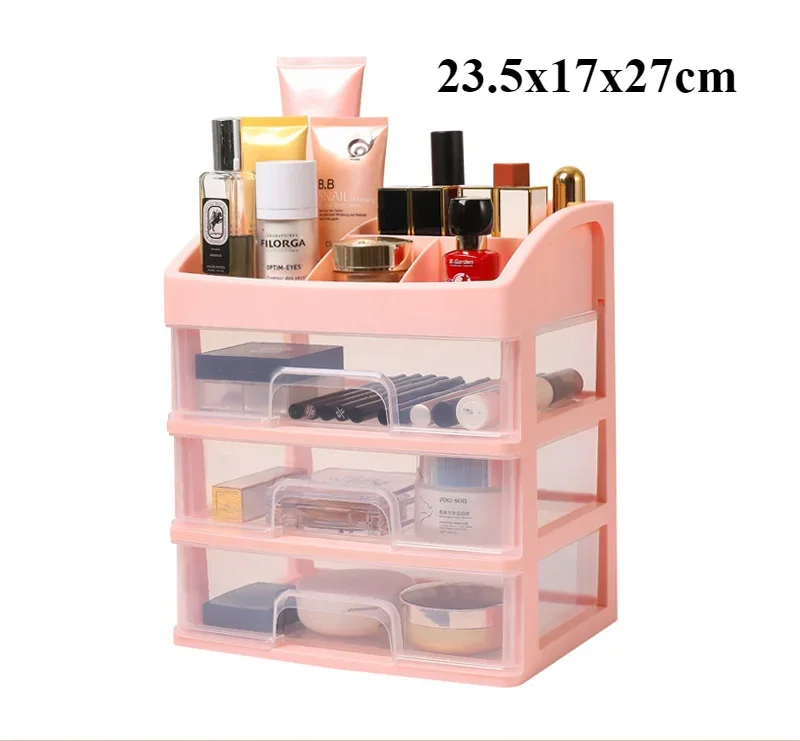 Drawer Makeup Organizer Large Capacity Plastic Makeup Storage Box Lipstick Holder Large Capacity Office Supplies Storage Box: DEEP BLUE