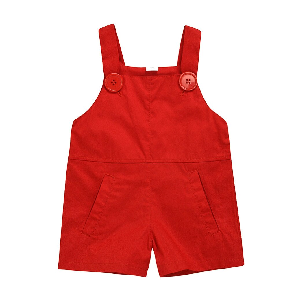 Newborn Infant Baby Boys Girls Cotton Sleeveless Solid Clors Romper Jumpsuit Straps Shorts Overalls Bib Pants Clothes#p4