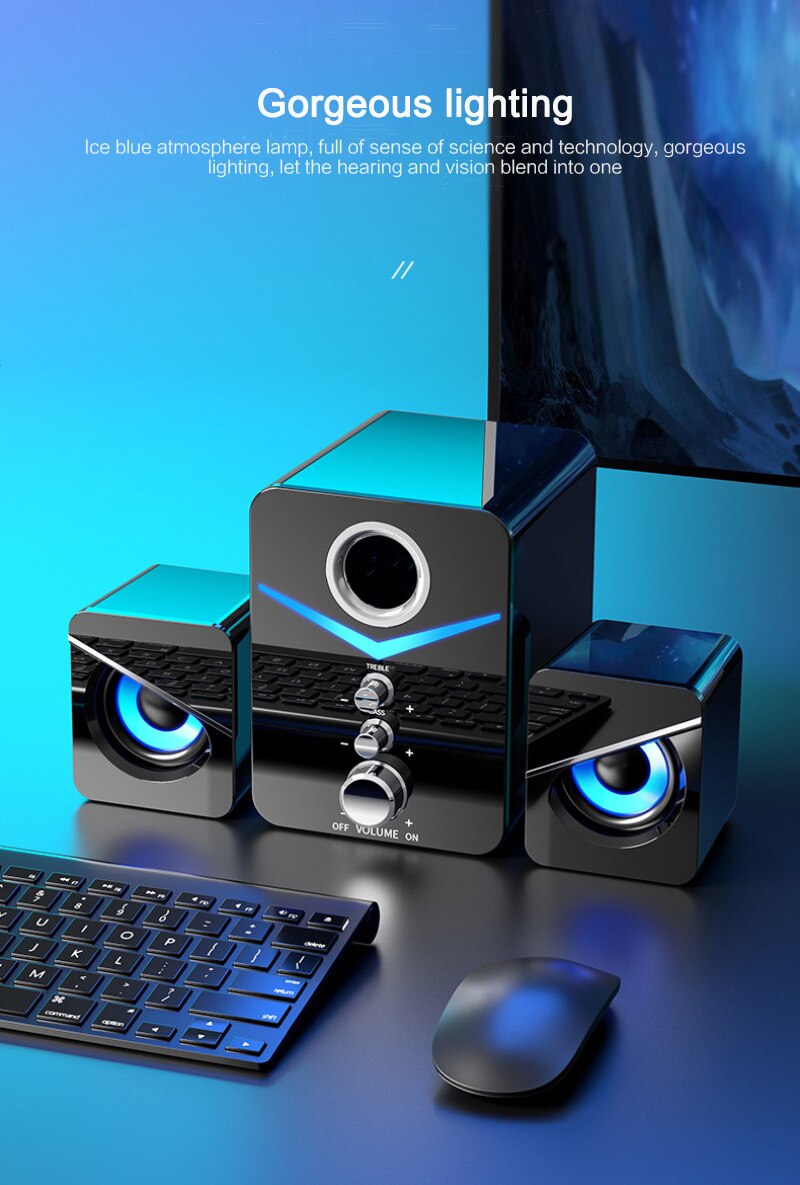 3Pcs Surround Bass Stereo Draagbare Computer Speaker Multimedia Luidsprekers Met Subwoofer Voor Desktop Pc Computer