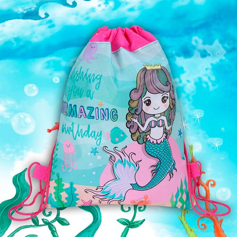 Offre spéciale sac de cordon de sirène pour les filles voyage paquet de rangement bande dessinée école sacs à dos enfants directe de couleur aléatoire