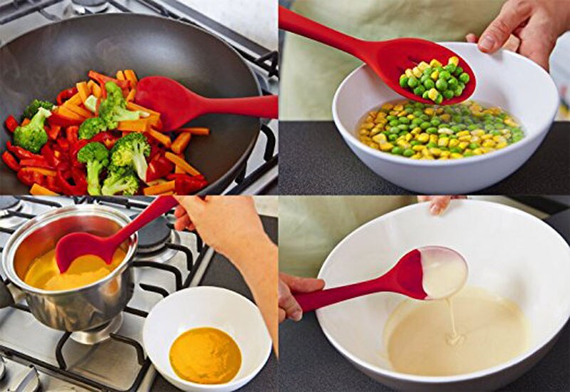 WALFOS FDA Approved Silicone Cooking Tools Silicone Kitchen Utensils Set (7 Piece) in Hygienic Solid Coating