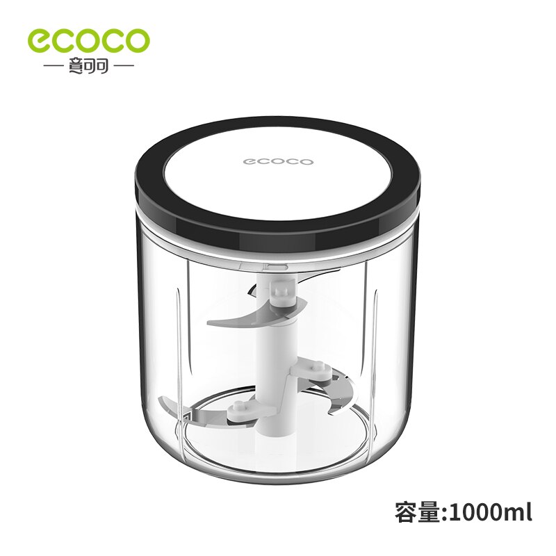 ECOCO Knoblauch Cutter Küchenmaschine Schredder Manuelle Fleischwolf Obst Vegetavle Küche Sicher und Langlebig Rührgerät Rührgerät Werkzeug: 1000ml Schwarz